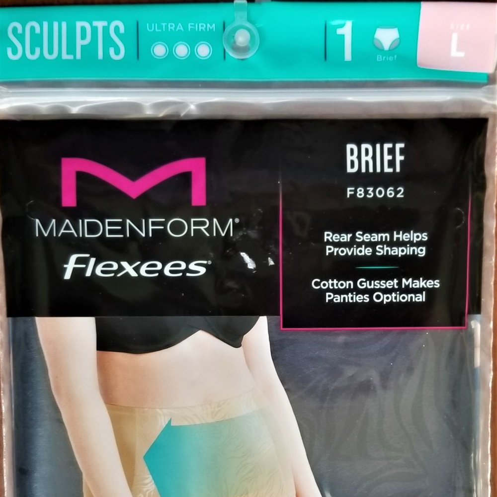 2 Pkgs Maidenform Flexees Black Brief Cool Comfort Large NWT